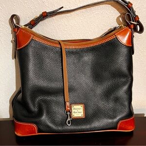 Dooney & Bourke Pebble Grain hobo shoulder bag in black/tan